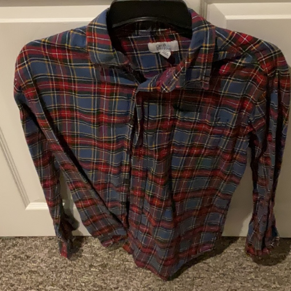 Croft & Barrow Blue and Red Casual Button Down Shirt